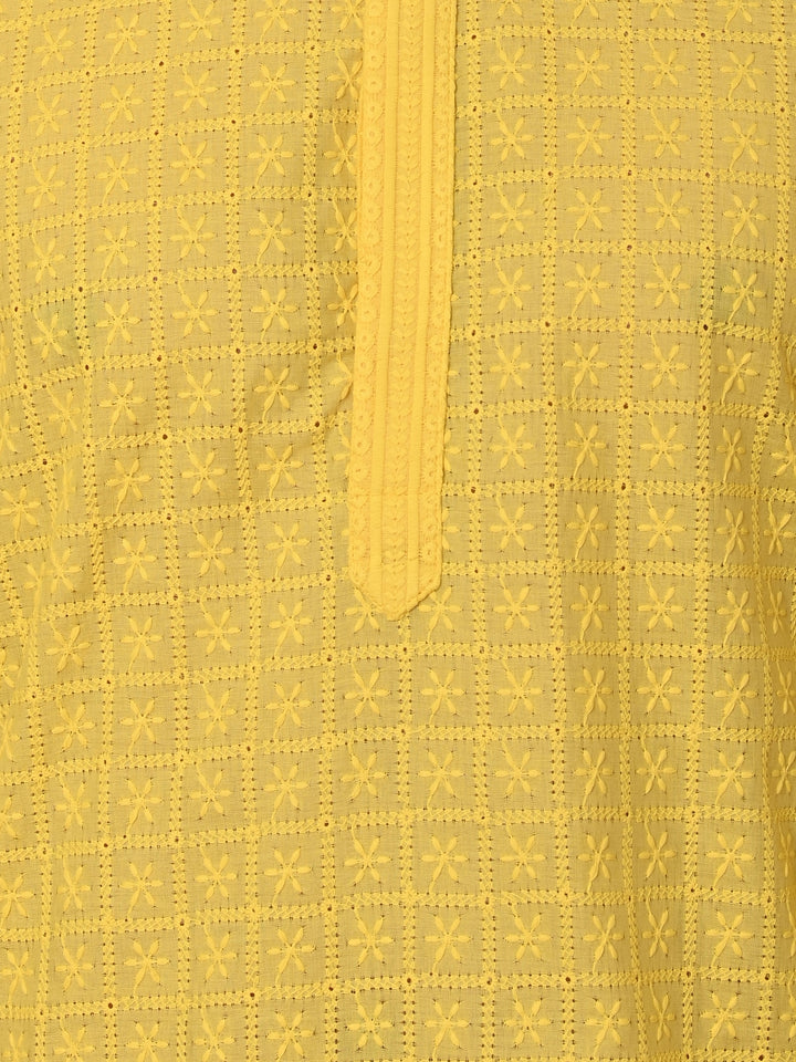 Chikan Yellow Kurta Set - KM36328-14