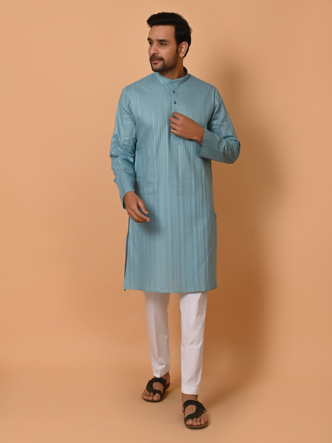 Striped Blue Kurta Set - KM37231-7