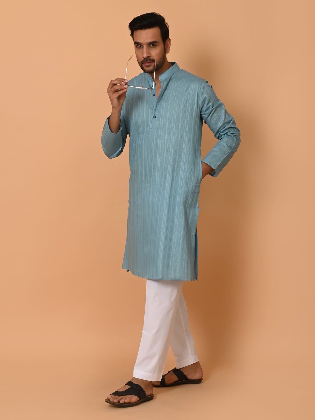 Striped Blue Kurta Set - KM37231-7