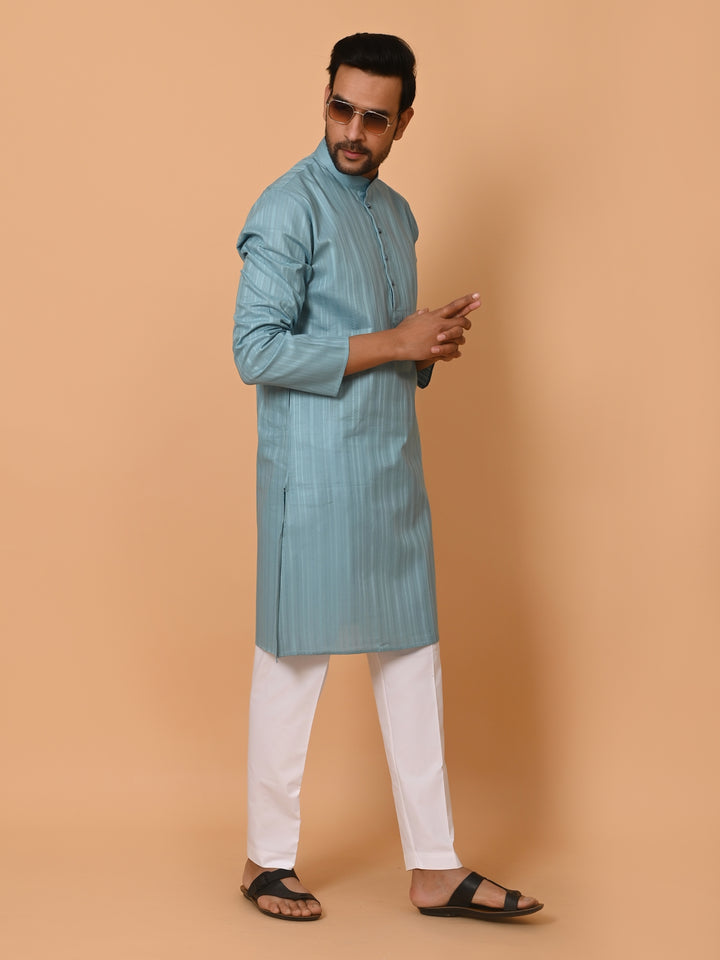 Striped Blue Kurta Set - KM37231-7