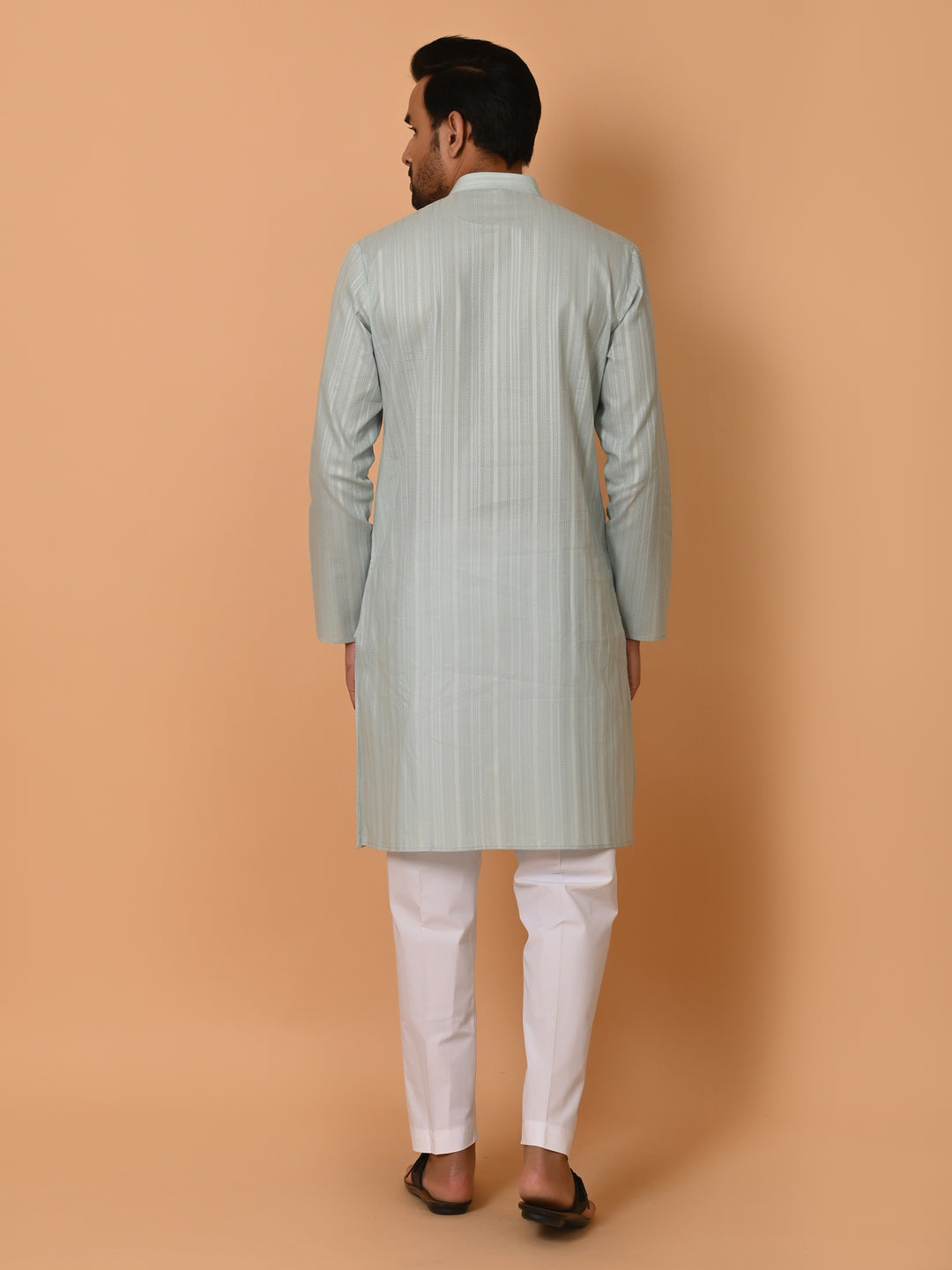 Striped Green Kurta Set - KM37231-3