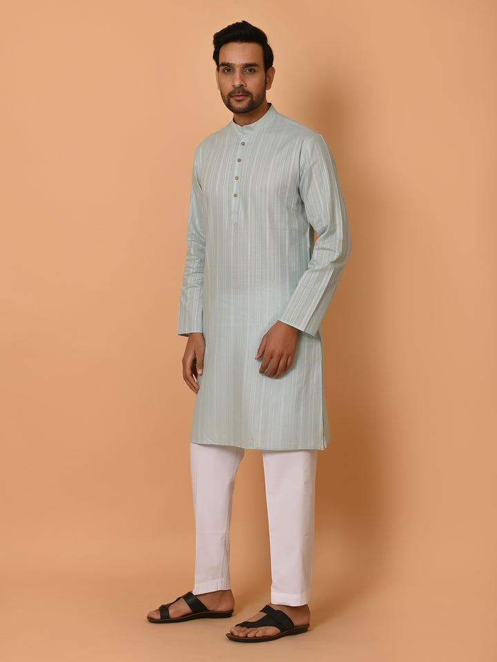 Striped Green Kurta Set - KM37231-3