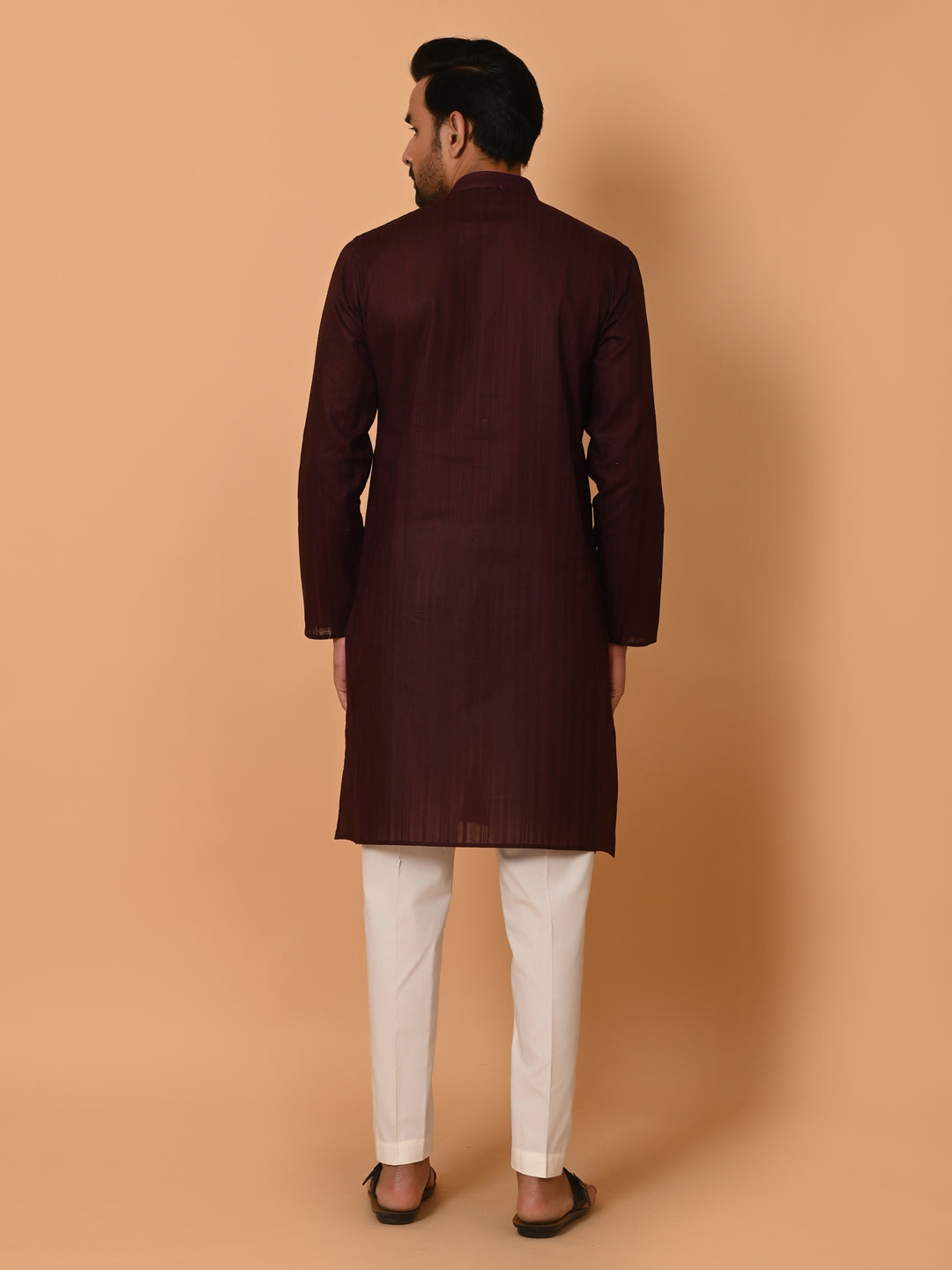 Striped Wine Kurta Set - KM37231-8