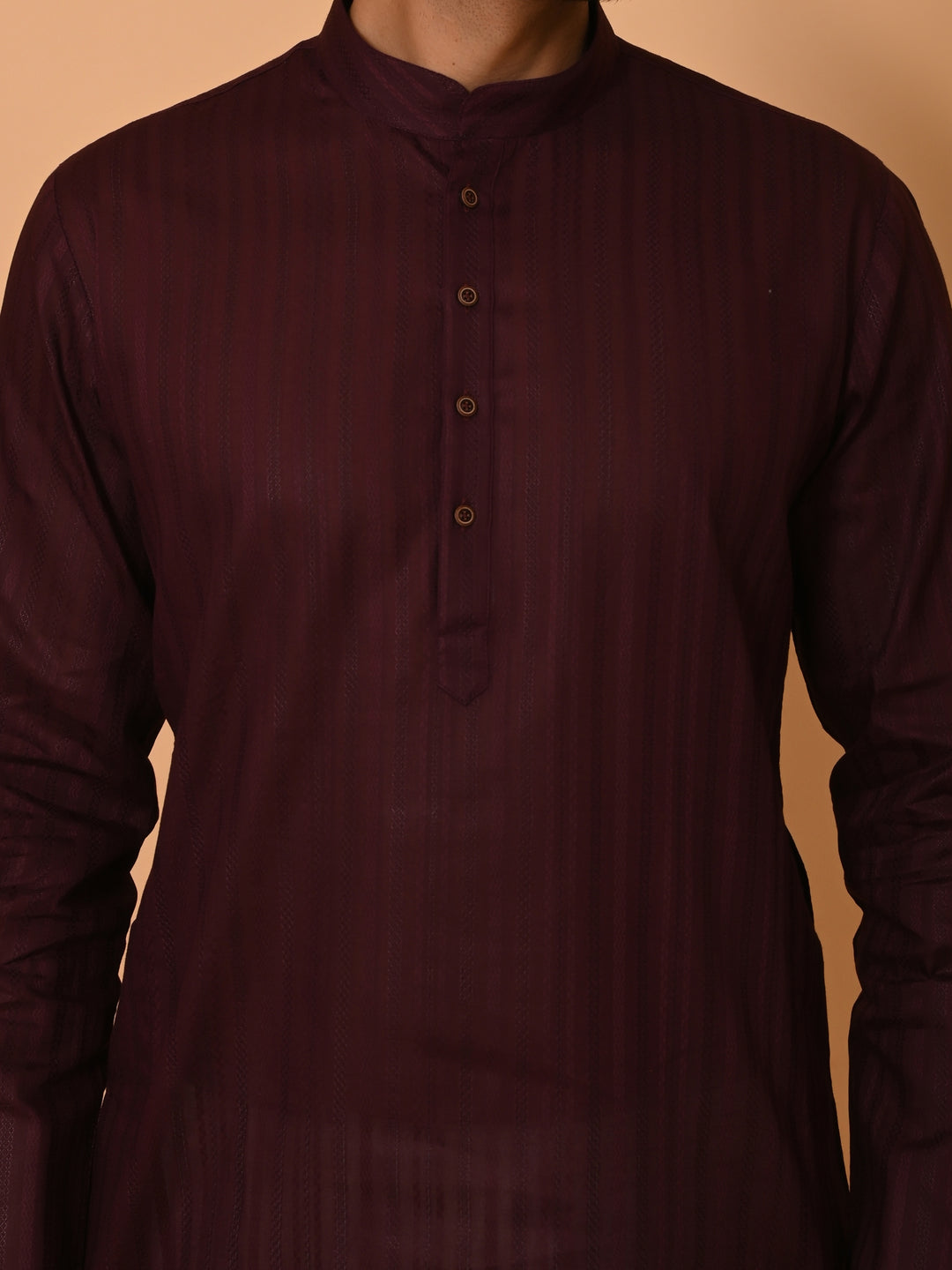 Striped Wine Kurta Set - KM37231-8