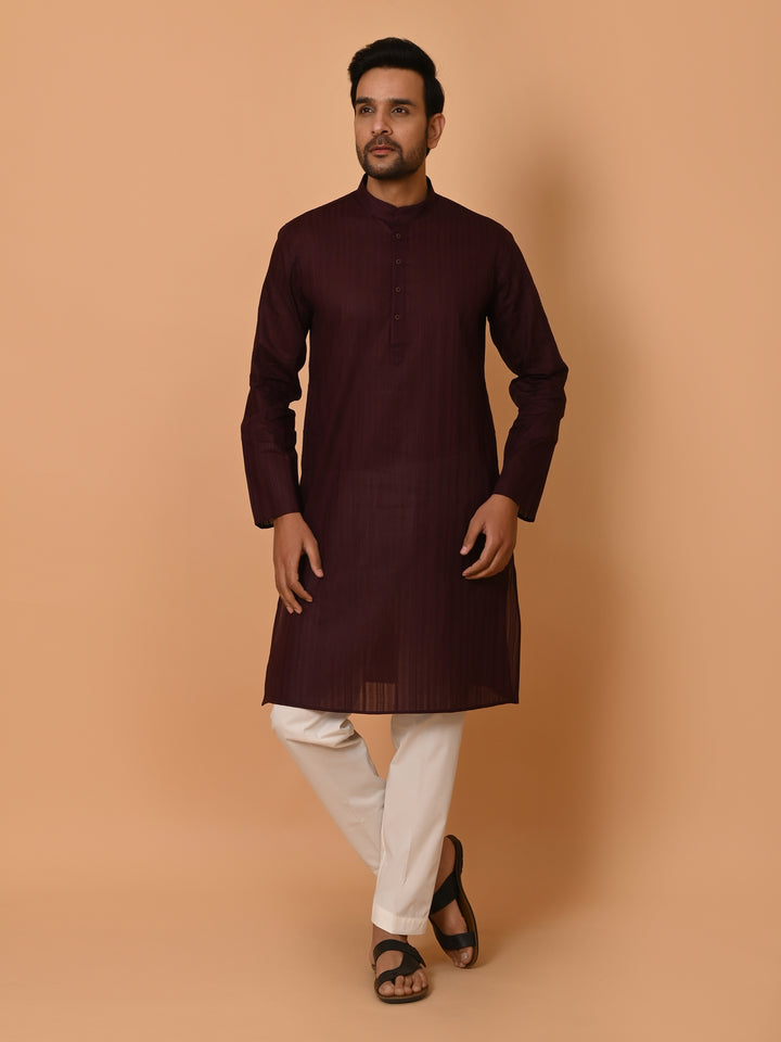 Striped Wine Kurta Set - KM37231-8