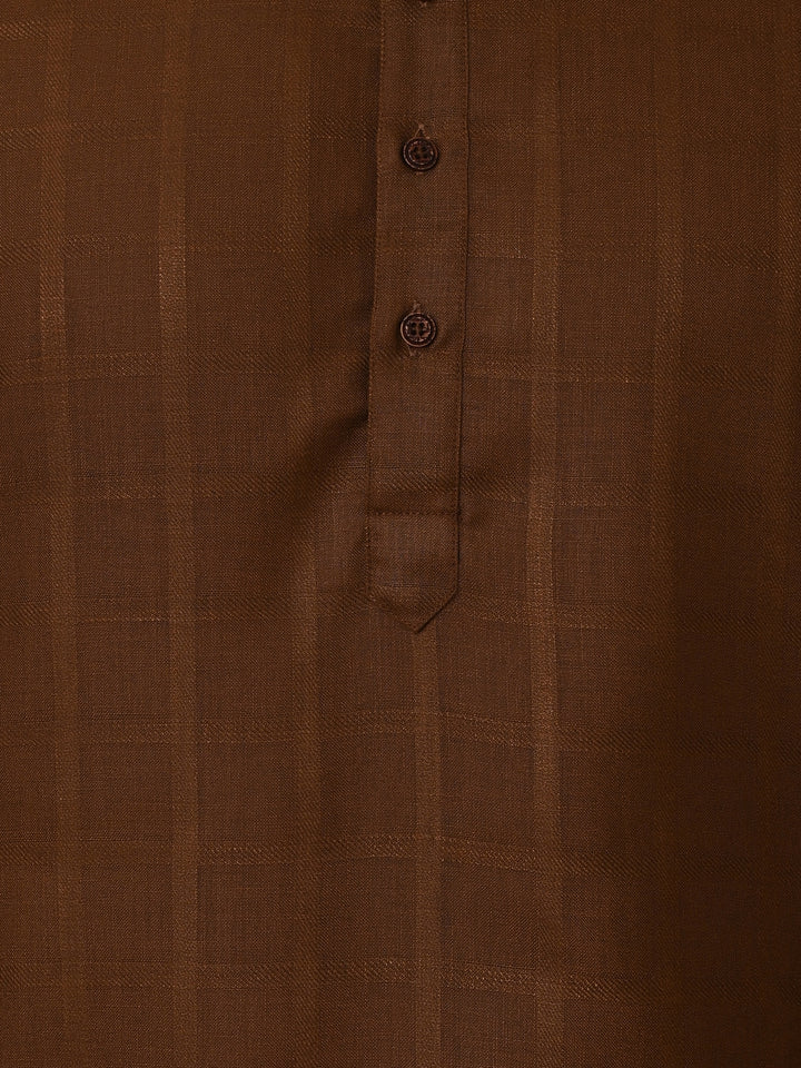 Checked Brown Kurta Set - KM37233-1