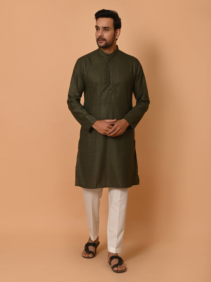 Checked Green Kurta Set - KM37233-2