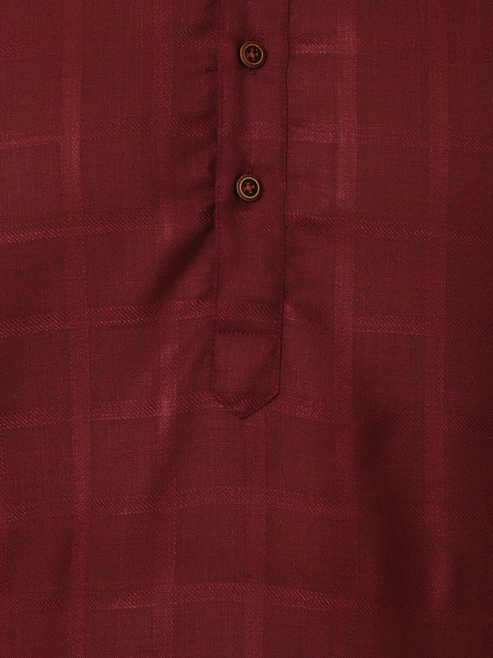 Checked Wine Kurta Set - KM37233-4