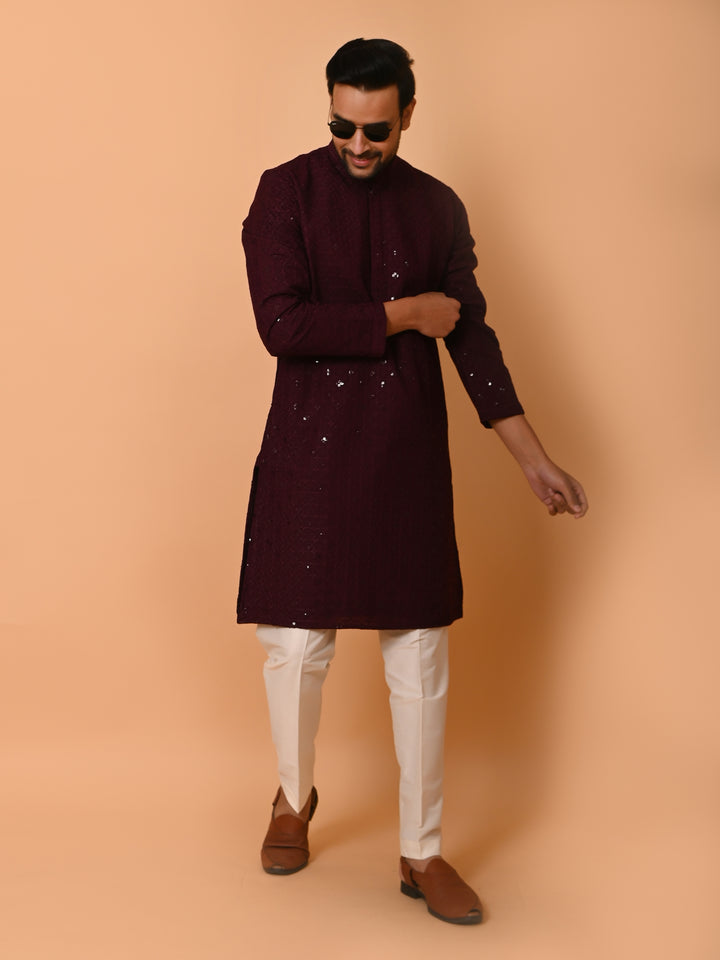 Sequence Wine Kurta Set - KM32698-12