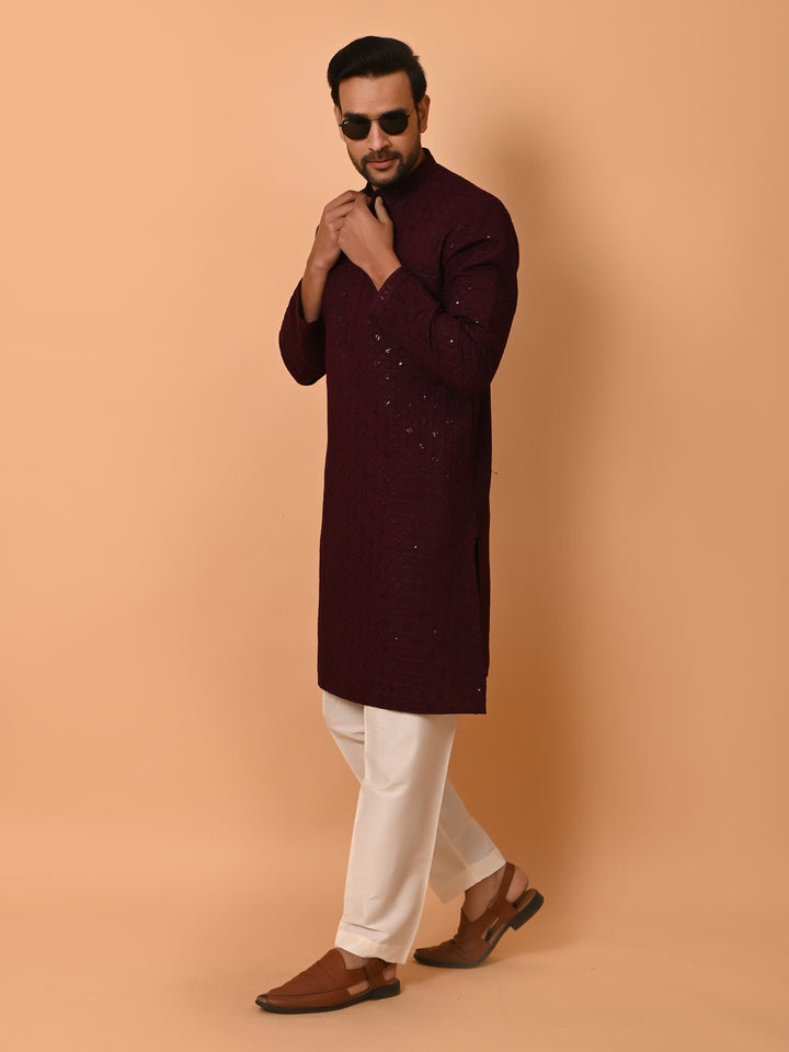 Sequence Wine Kurta Set - KM32698-12
