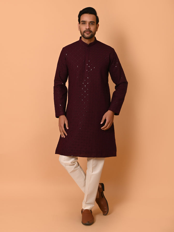 Sequence Wine Kurta Set - KM32698-12