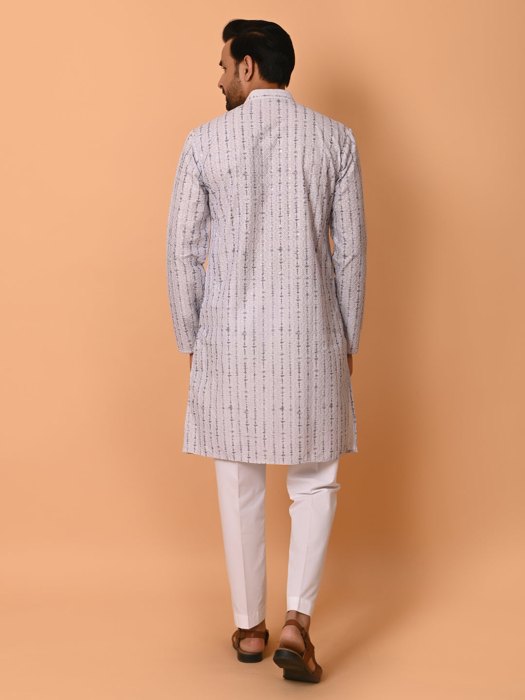 Chikan Grey Kurta Set - KM37352-3018F