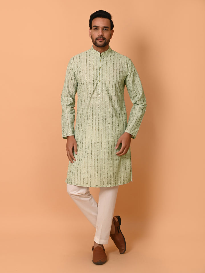 Chikan Pista Kurta Set - KM37352-3018B