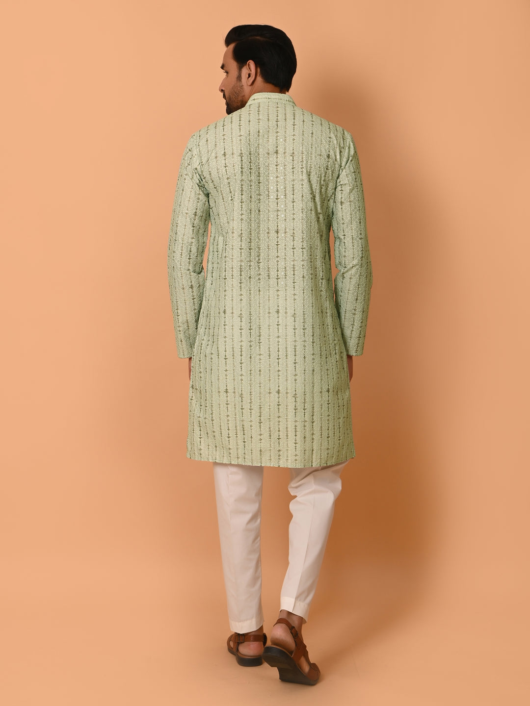 Chikan Pista Kurta Set - KM37352-3018B