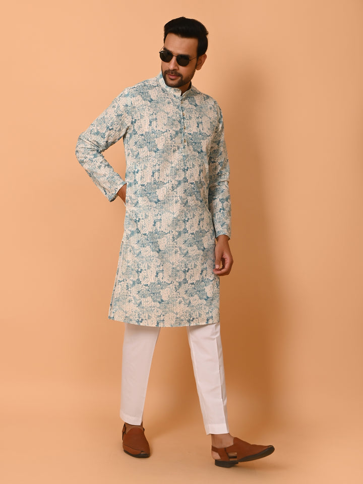 Chikan Green Kurta Set - KM37704-201