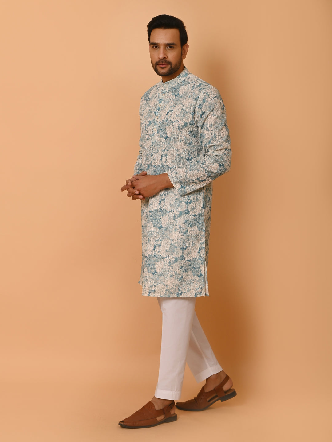 Chikan Green Kurta Set - KM37704-201