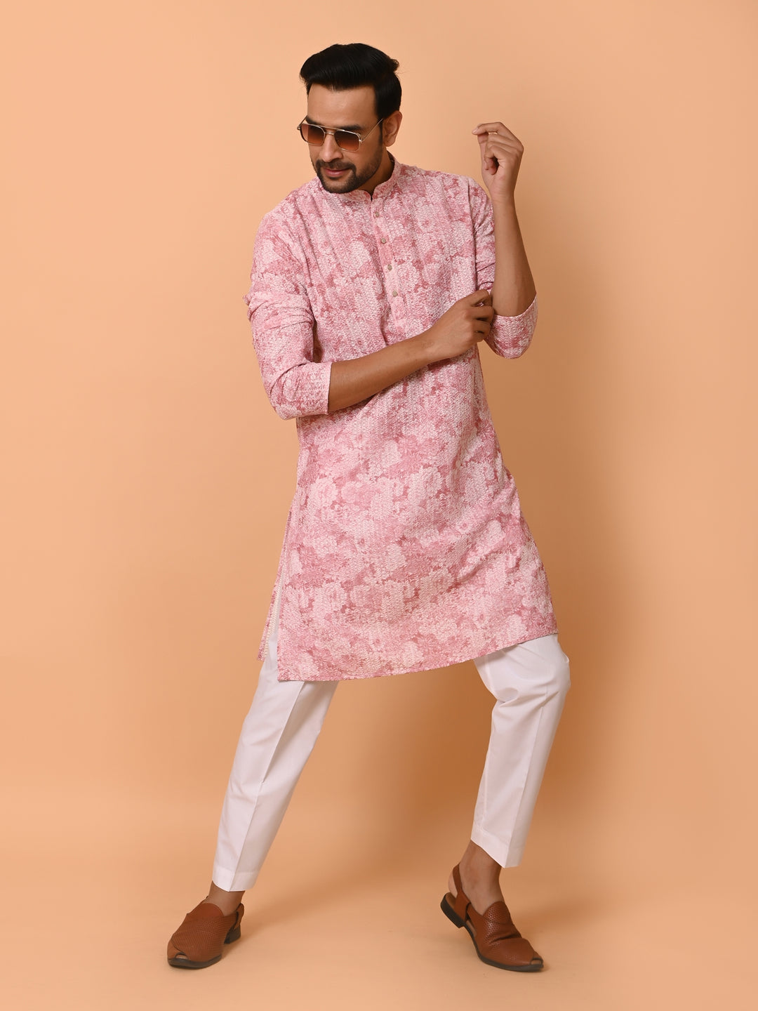 Chikan Pink Kurta Set - KM37704-200