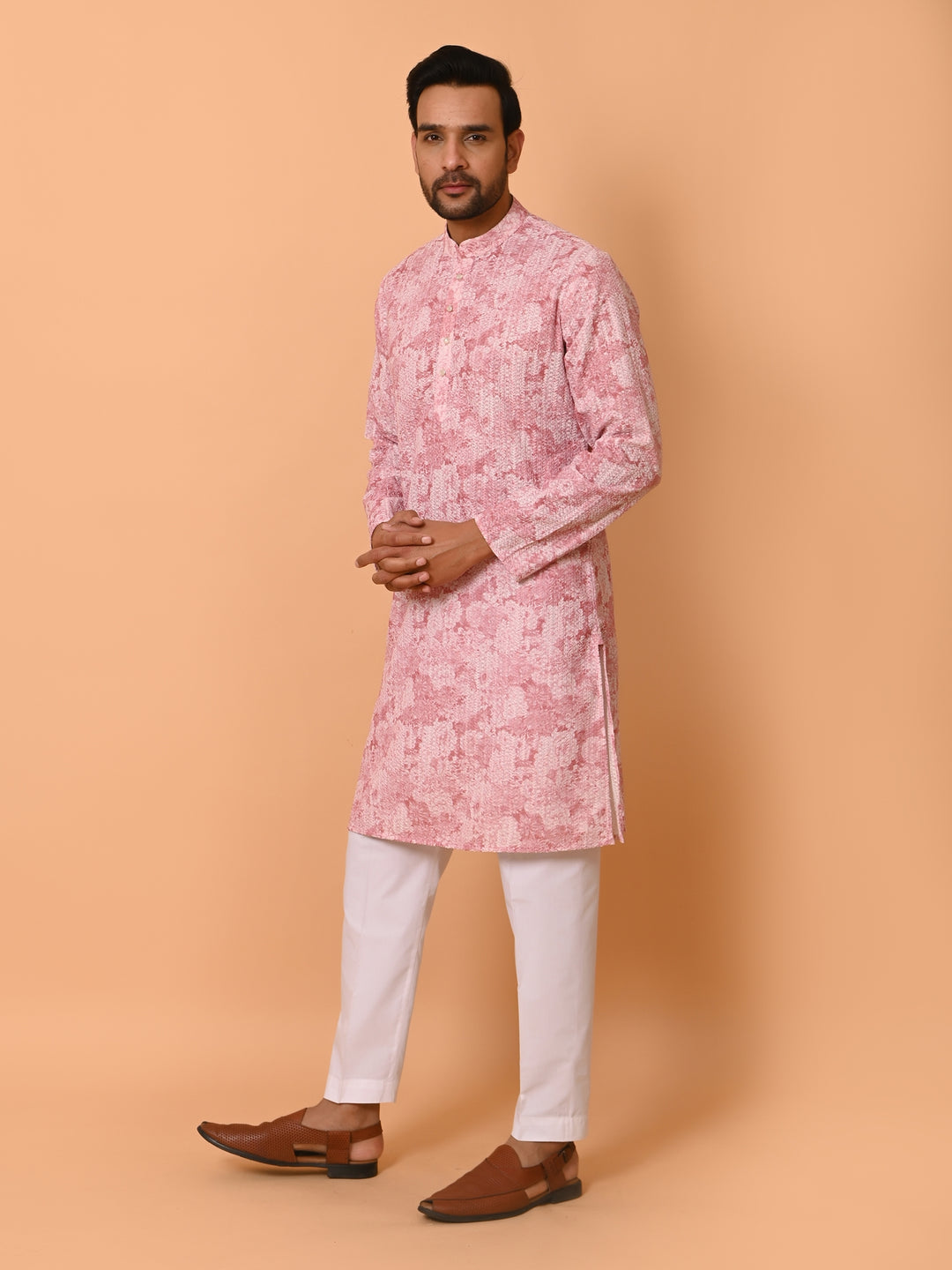 Chikan Pink Kurta Set - KM37704-200