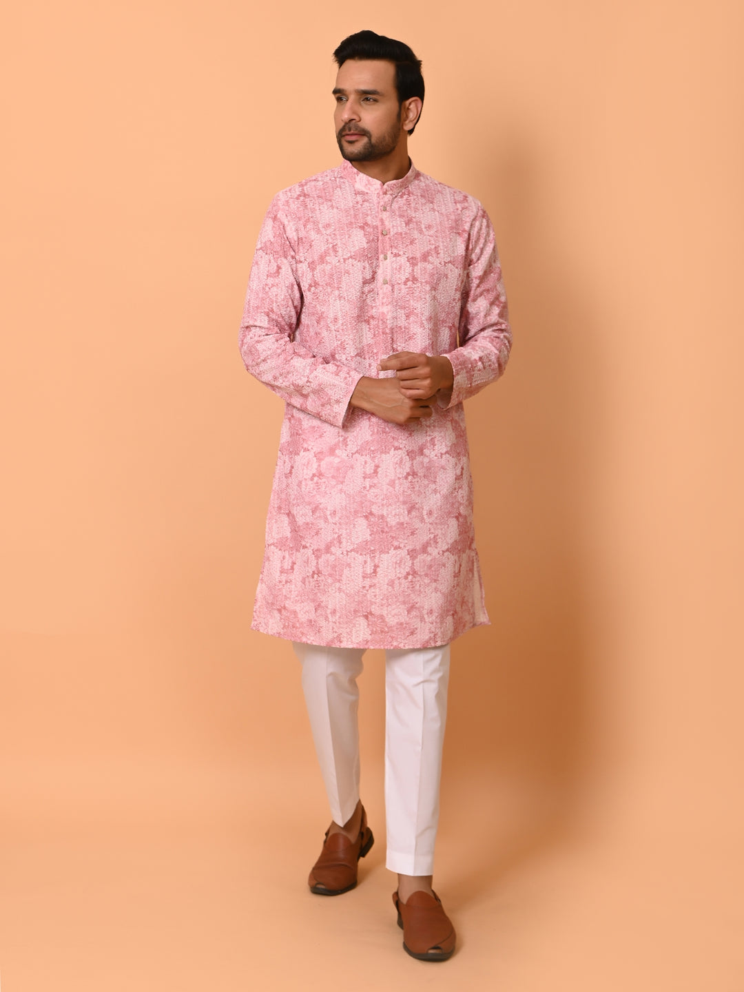 Chikan Pink Kurta Set - KM37704-200