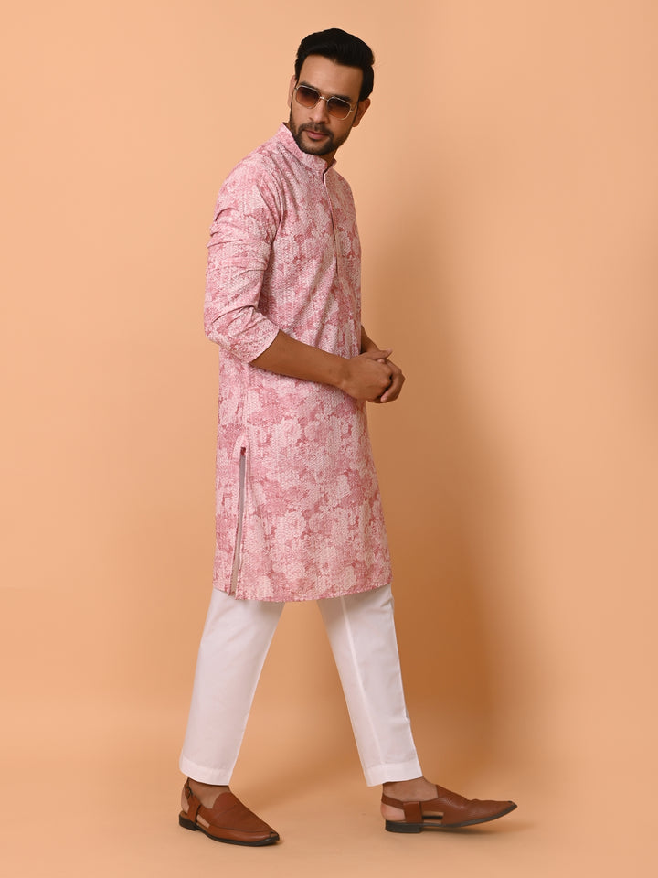 Chikan Pink Kurta Set - KM37704-200