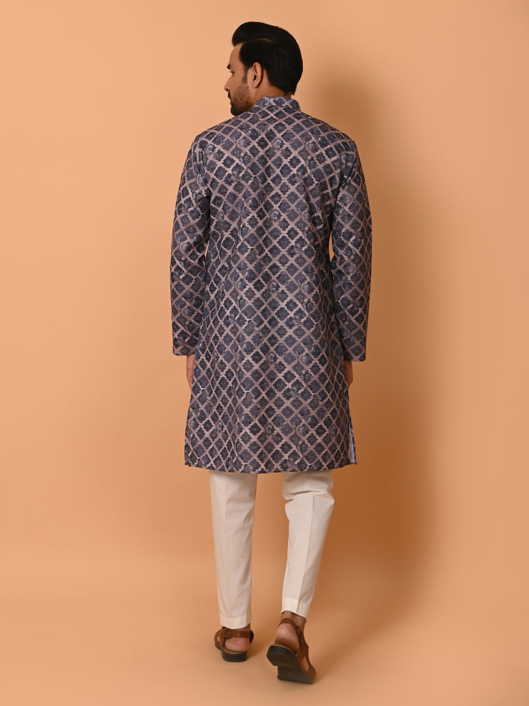 Checked Blue Kurta Set - KM37707-53