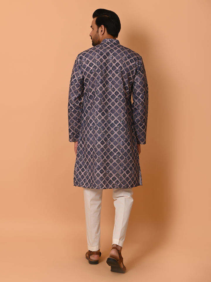 Checked Blue Kurta Set - KM37707-53