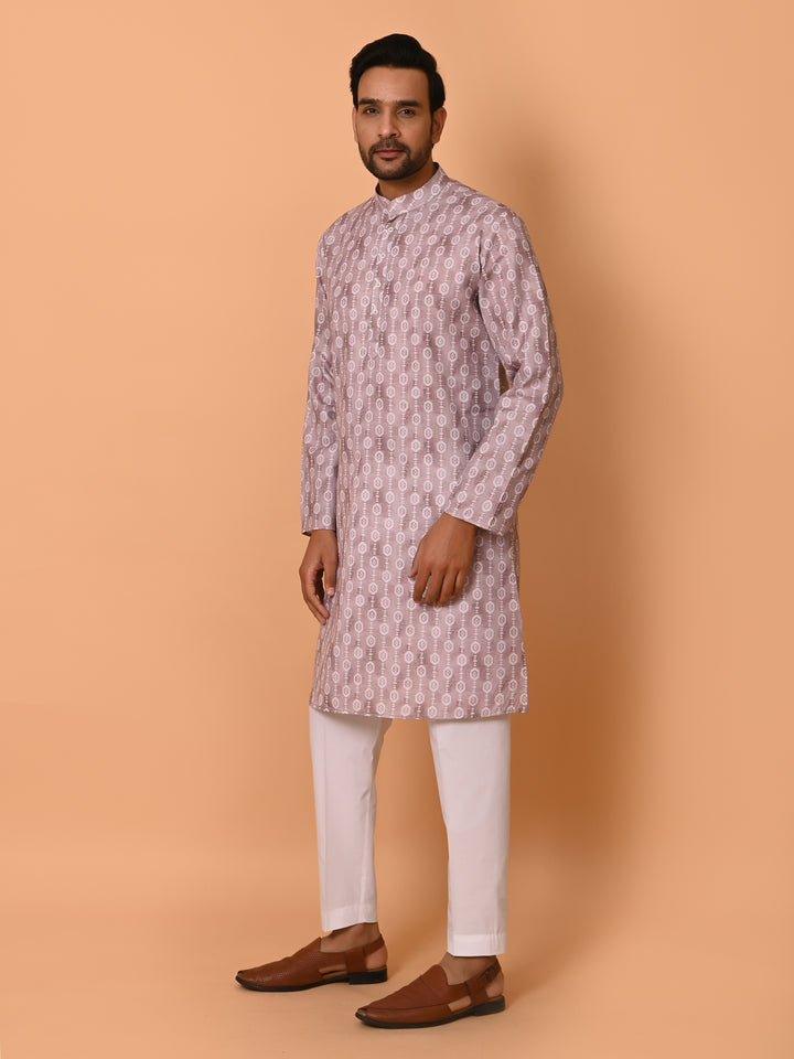 Geometric Beige Kurta Set - KM37731-130