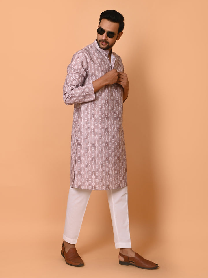 Geometric Beige Kurta Set - KM37731-130