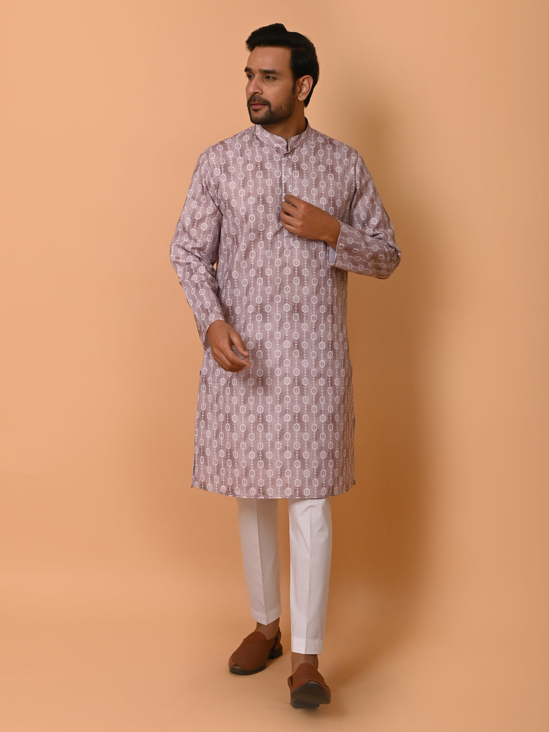 Geometric Beige Kurta Set - KM37731-130