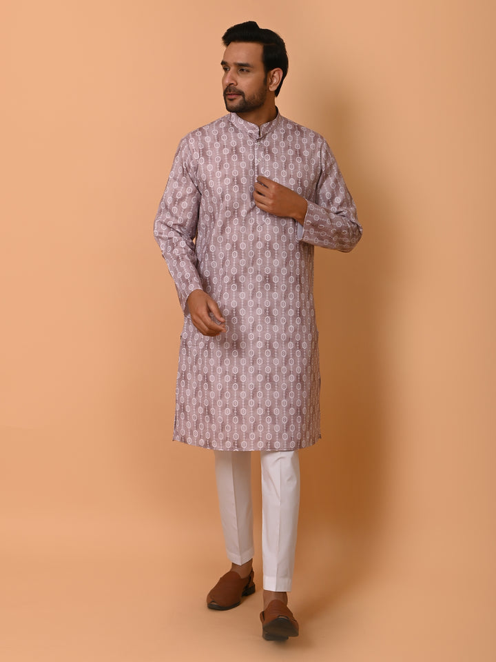 Geometric Beige Kurta Set - KM37731-130