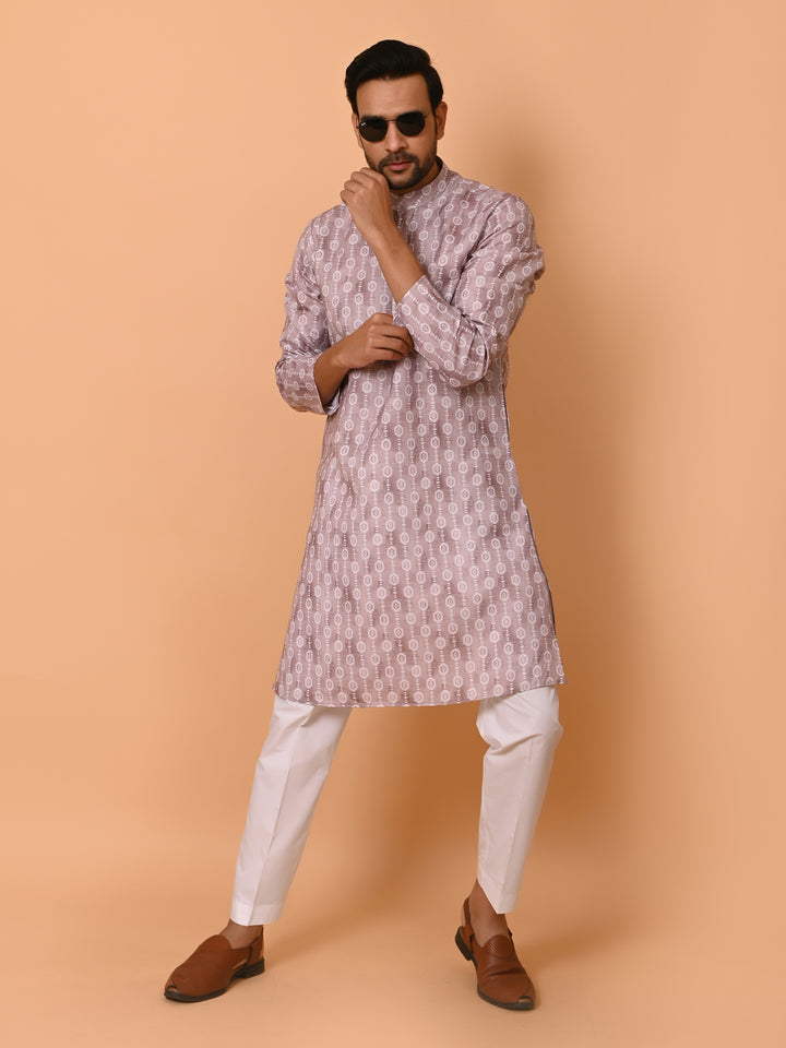 Geometric Beige Kurta Set - KM37731-130
