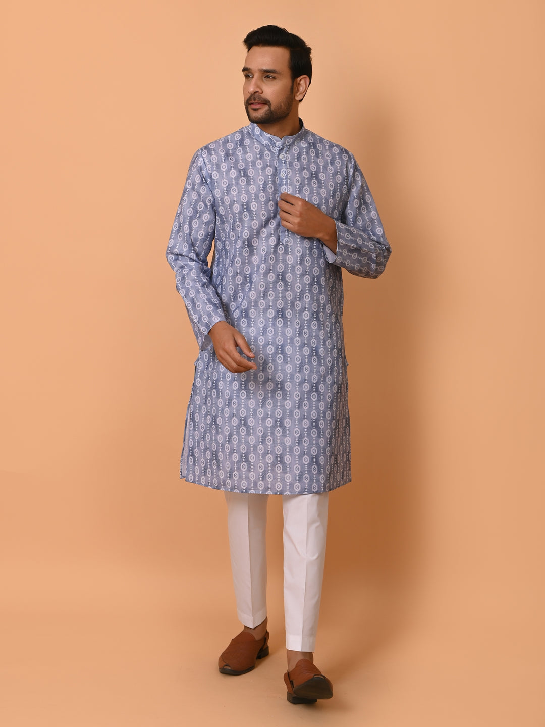 Geometric Blue Kurta Set - KM37731-134