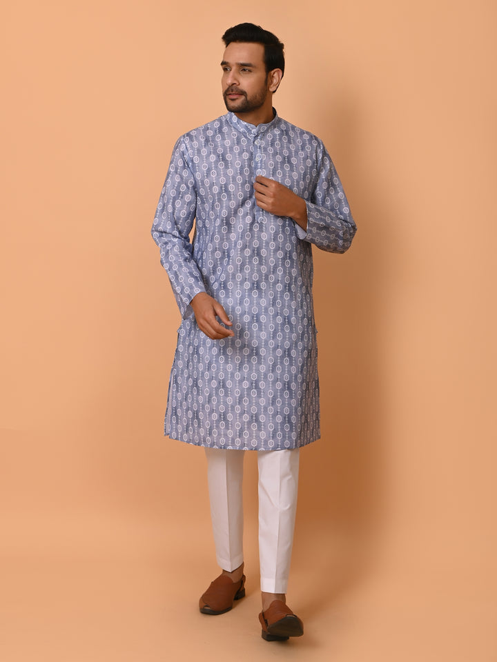 Geometric Blue Kurta Set - KM37731-134