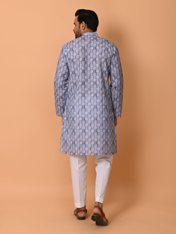 Geometric Blue Kurta Set - KM37731-134