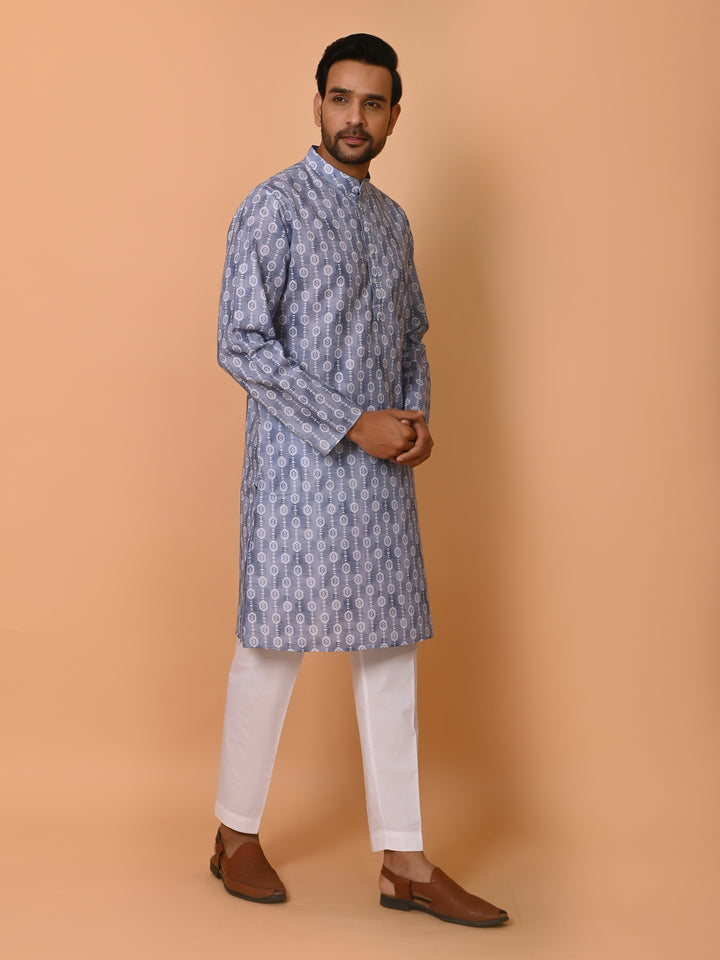 Geometric Blue Kurta Set - KM37731-134