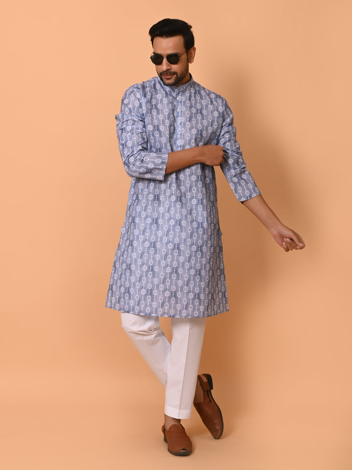 Geometric Blue Kurta Set - KM37731-134