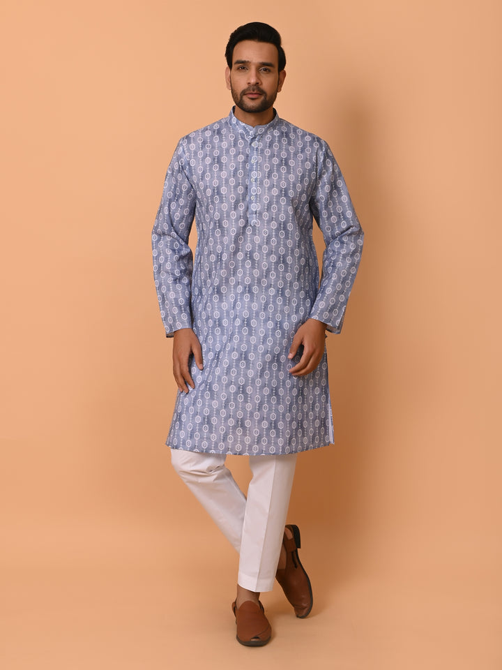 Geometric Blue Kurta Set - KM37731-134
