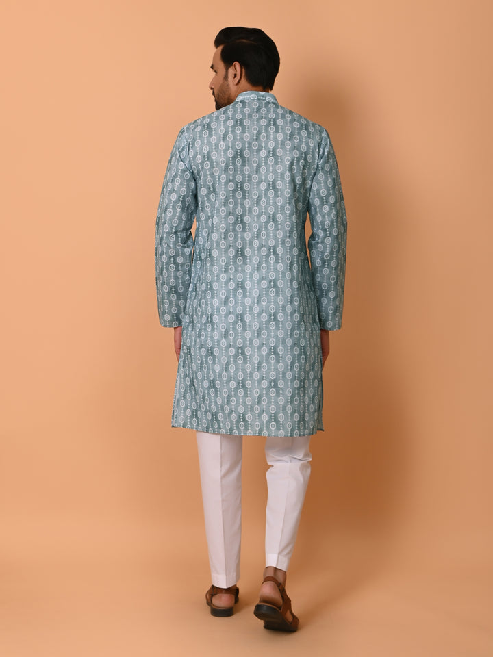 Geometric Green Kurta Set - KM37731-132