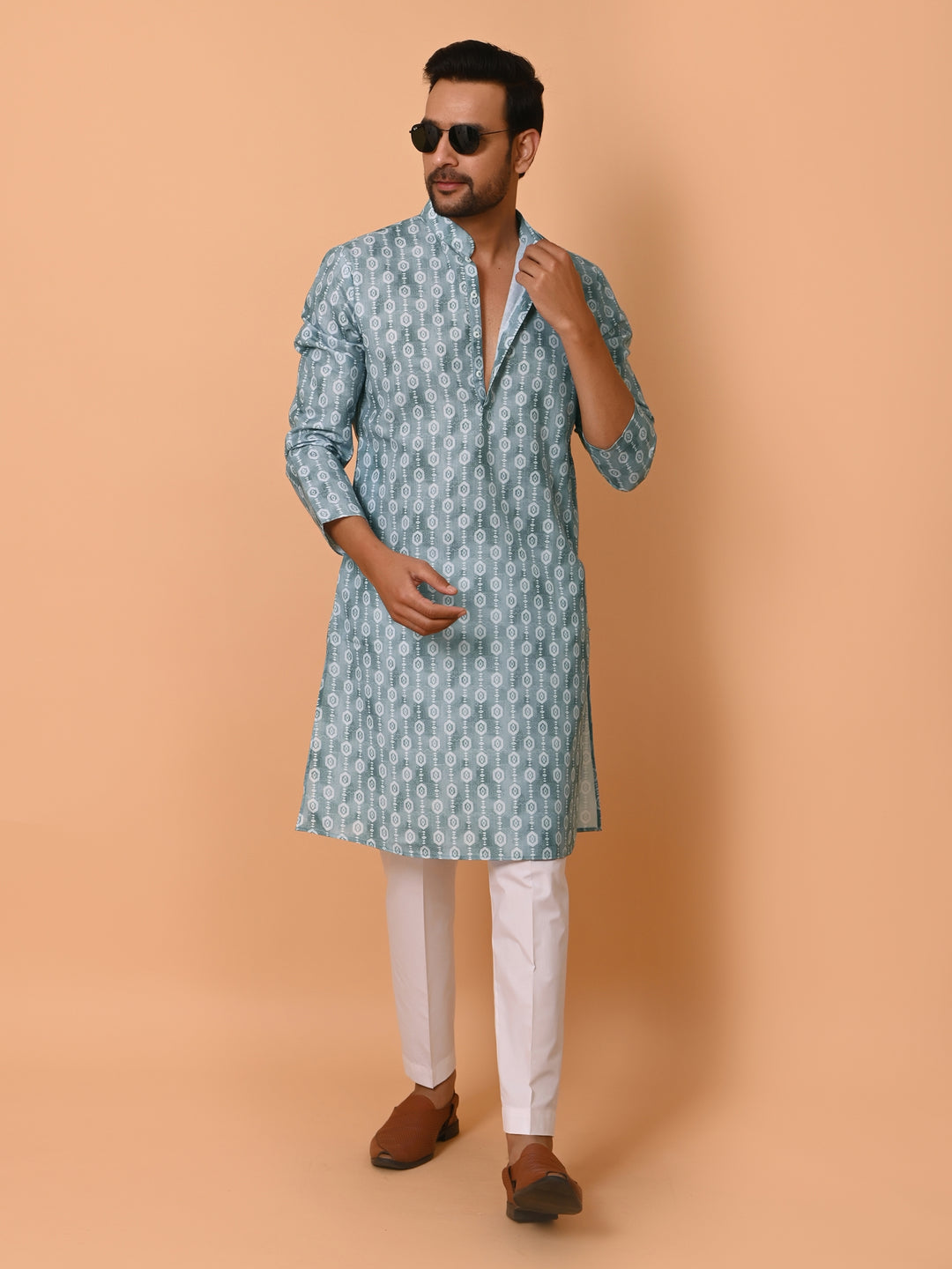 Geometric Green Kurta Set - KM37731-132