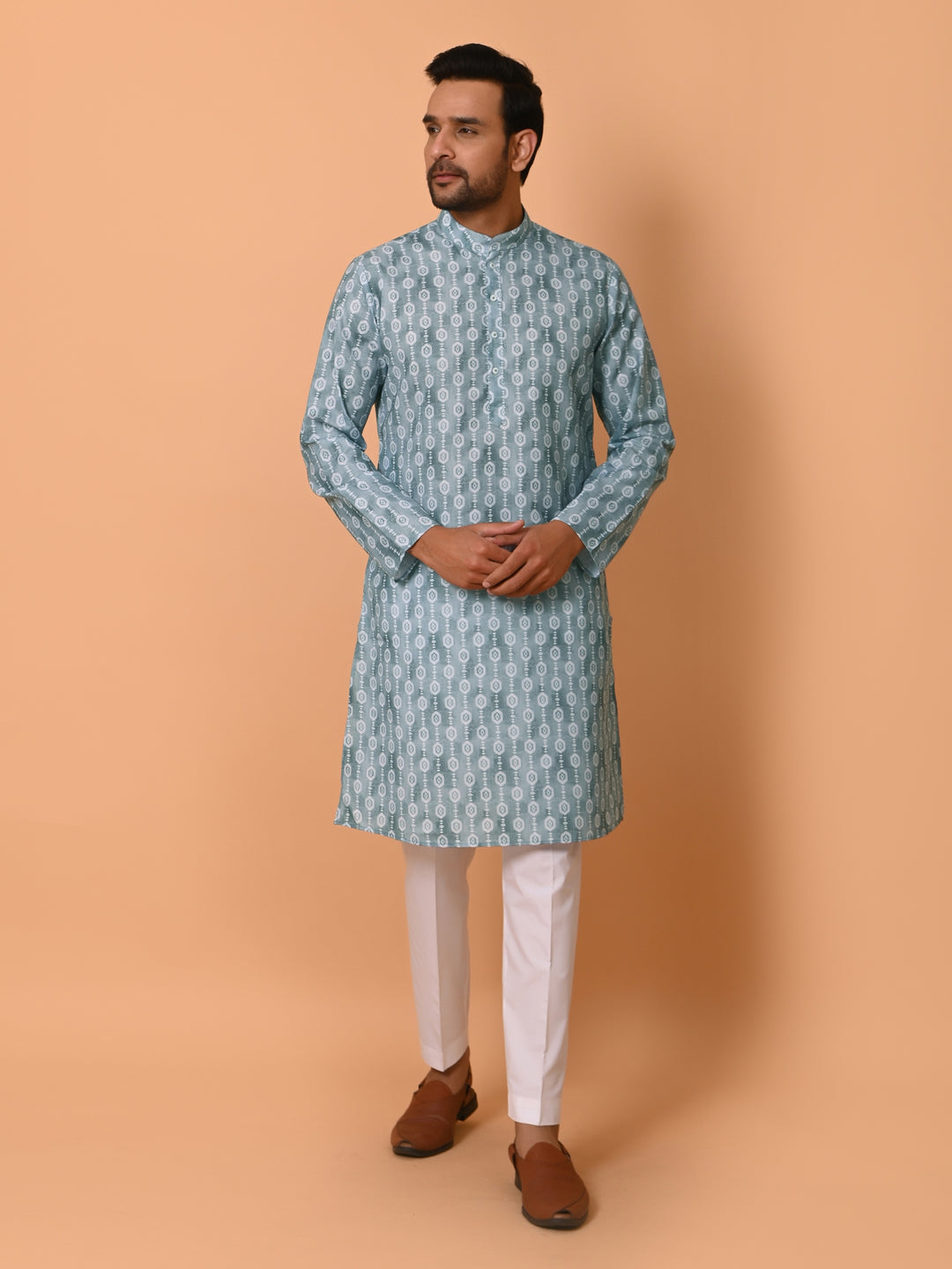 Geometric Green Kurta Set - KM37731-132