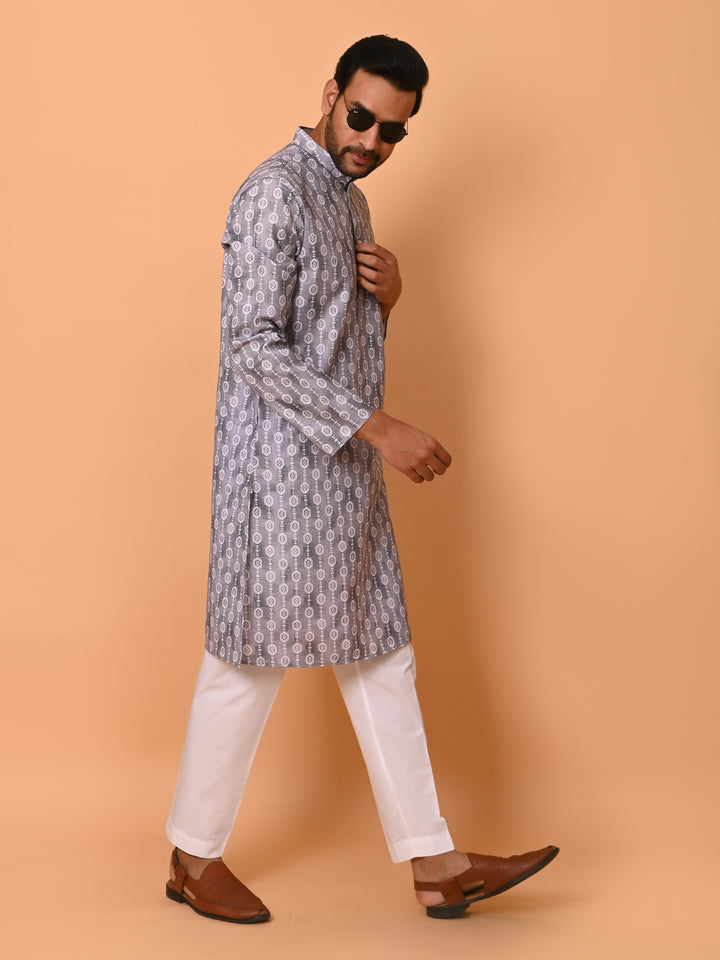 Geometric Grey Kurta Set - KM37731-131