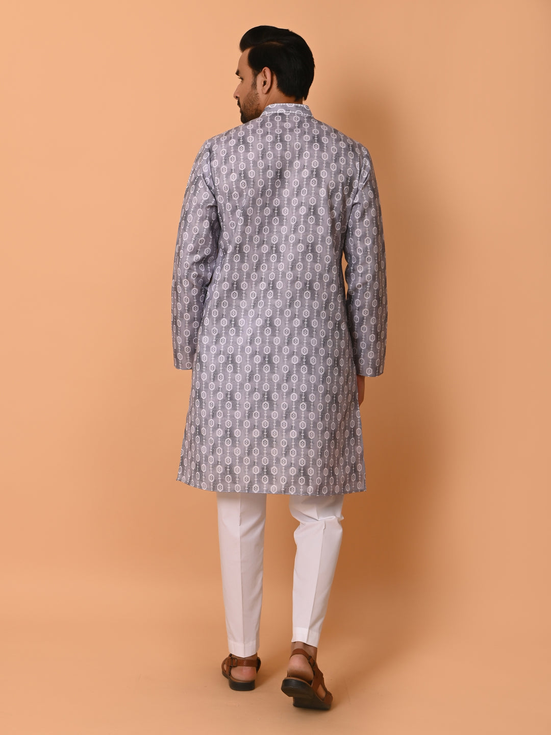 Geometric Grey Kurta Set - KM37731-131