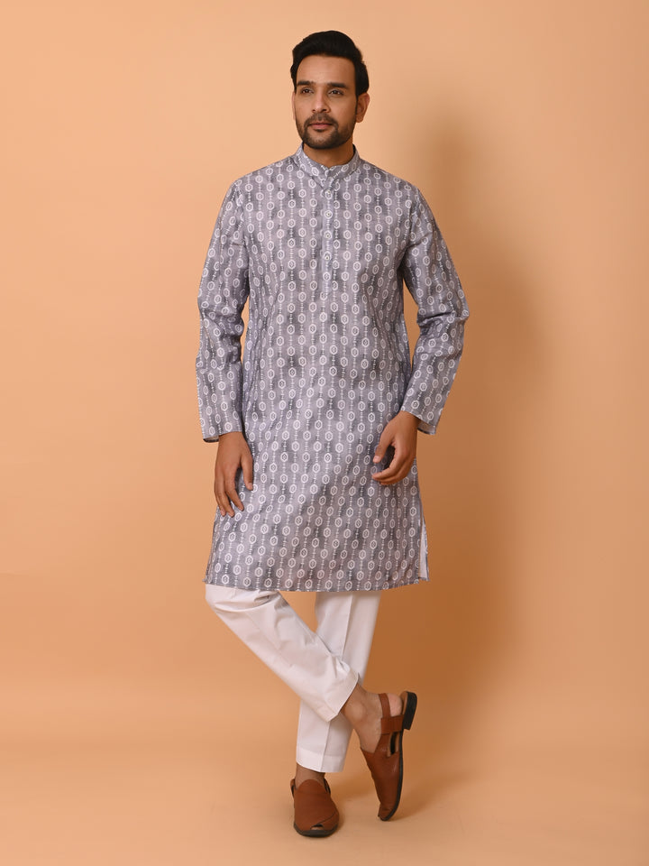 Geometric Grey Kurta Set - KM37731-131