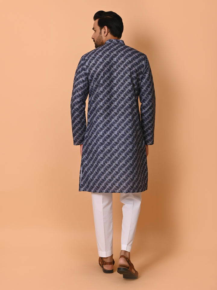 Striped Navy Blue Kurta Set - KM37735-122