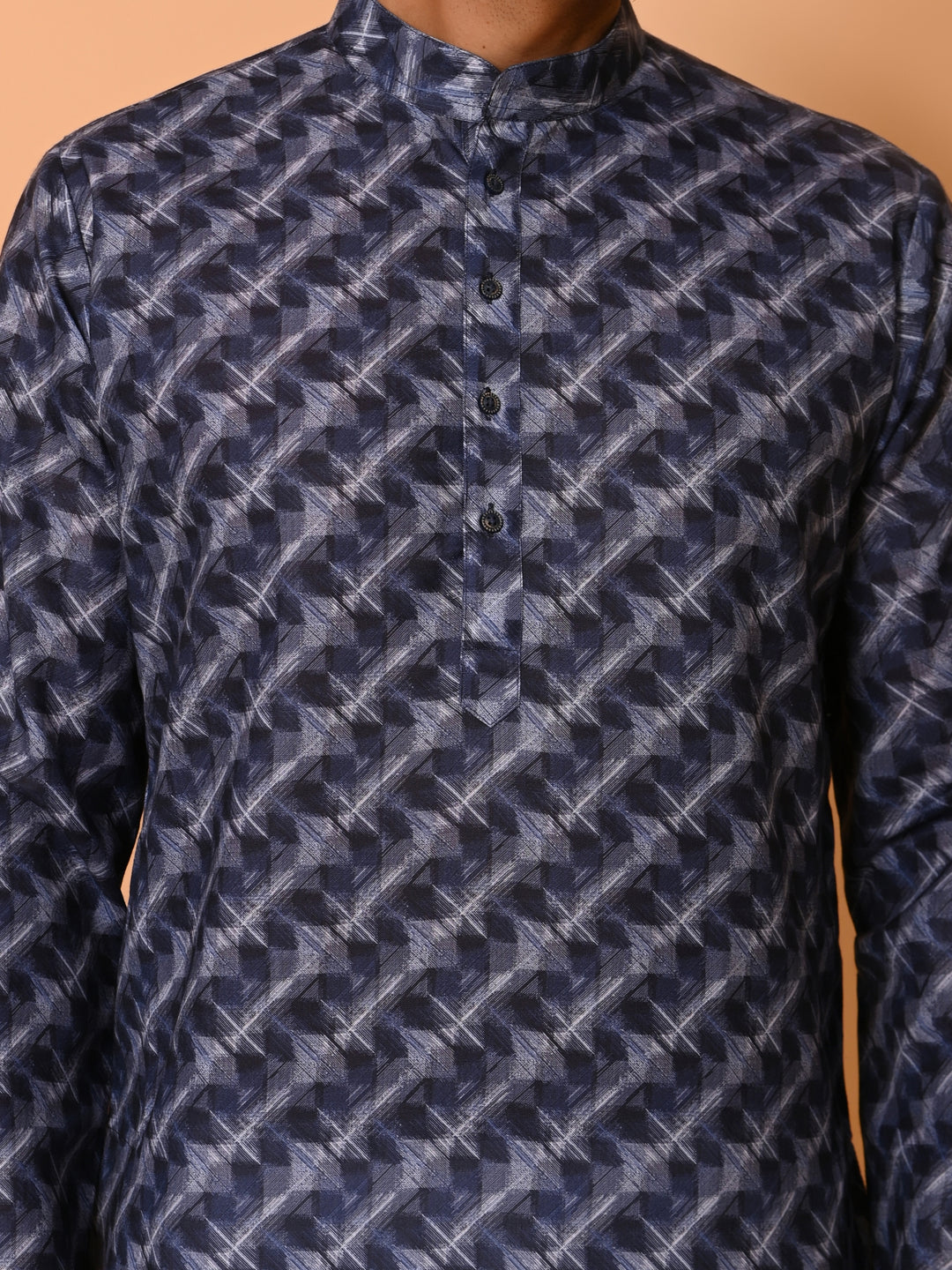 Striped Navy Blue Kurta Set - KM37735-122