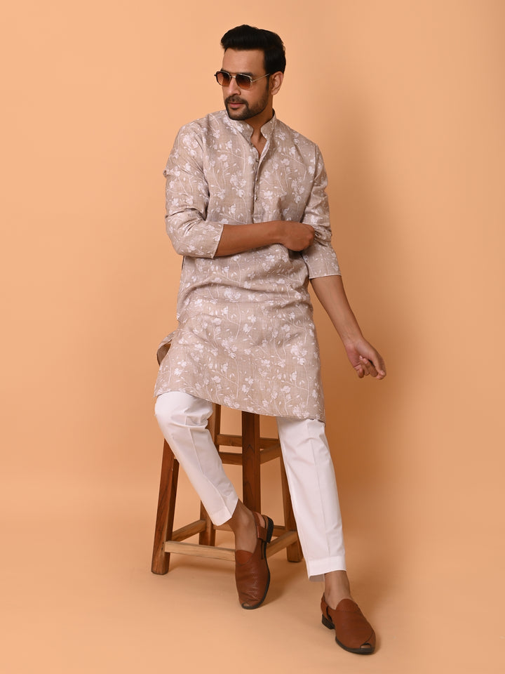 Floral Beige Kurta Set - KM37736-135