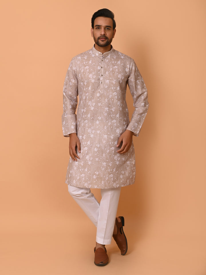 Floral Beige Kurta Set - KM37736-135