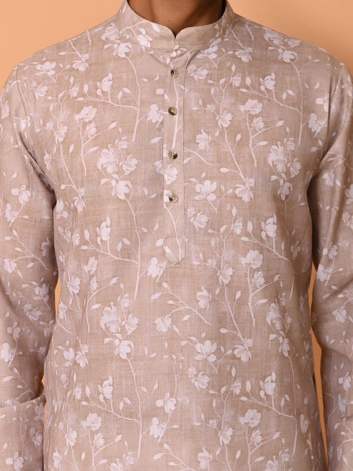 Floral Beige Kurta Set - KM37736-135