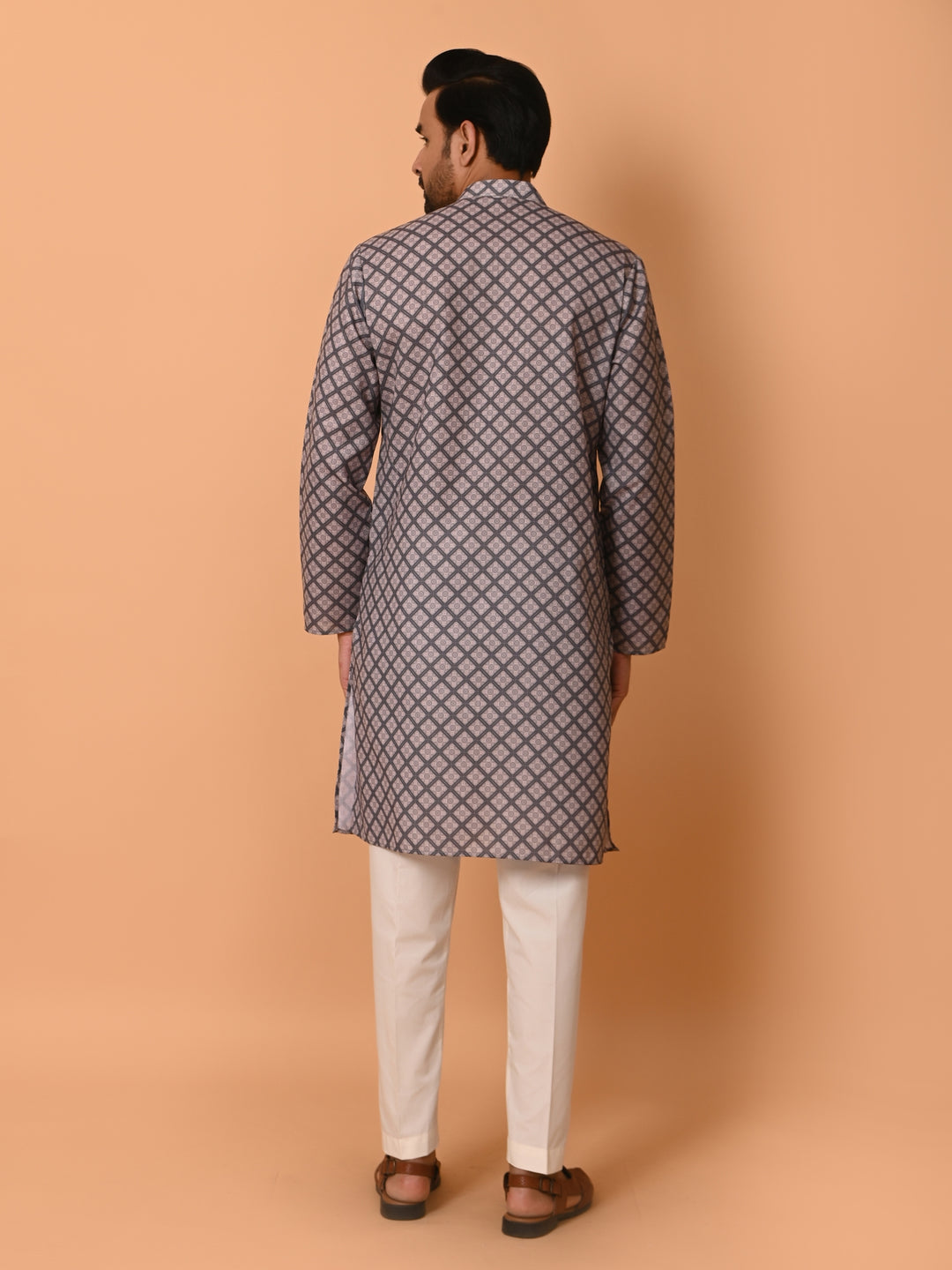 Checked Grey Kurta Set - KM37737-126