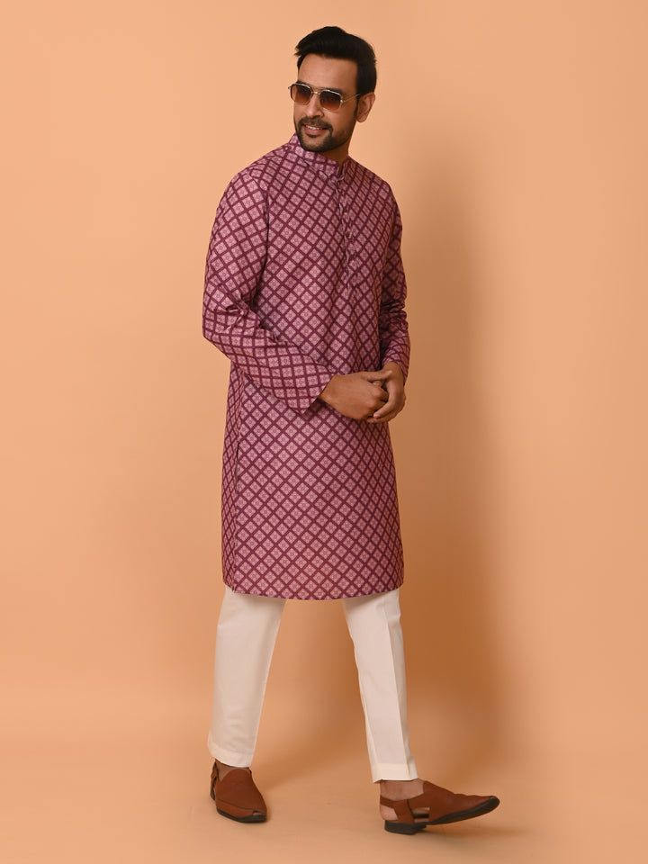 Checked Pink Kurta Set - KM37737-127